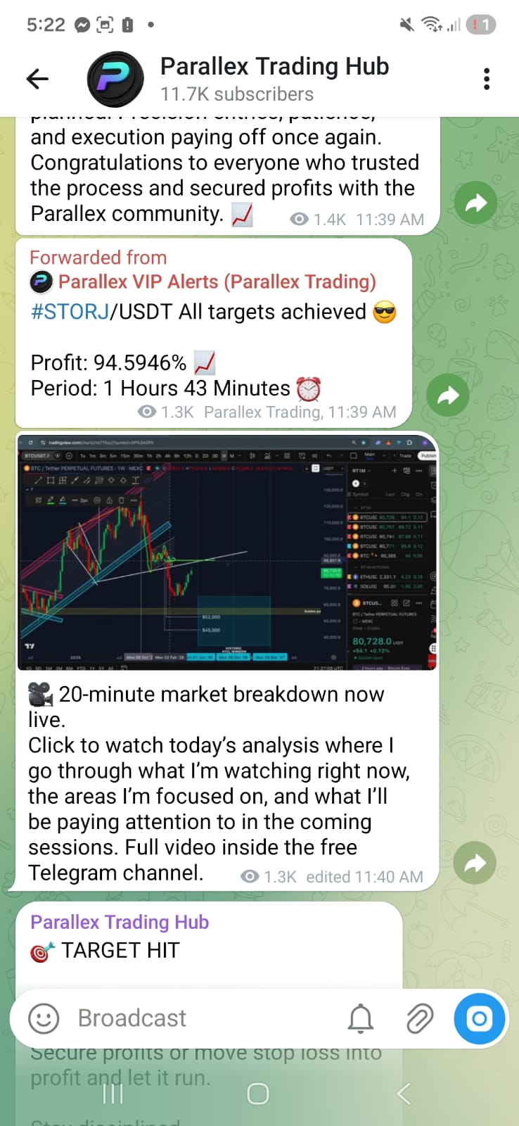Parallex live 20-minute TradingView market breakdown